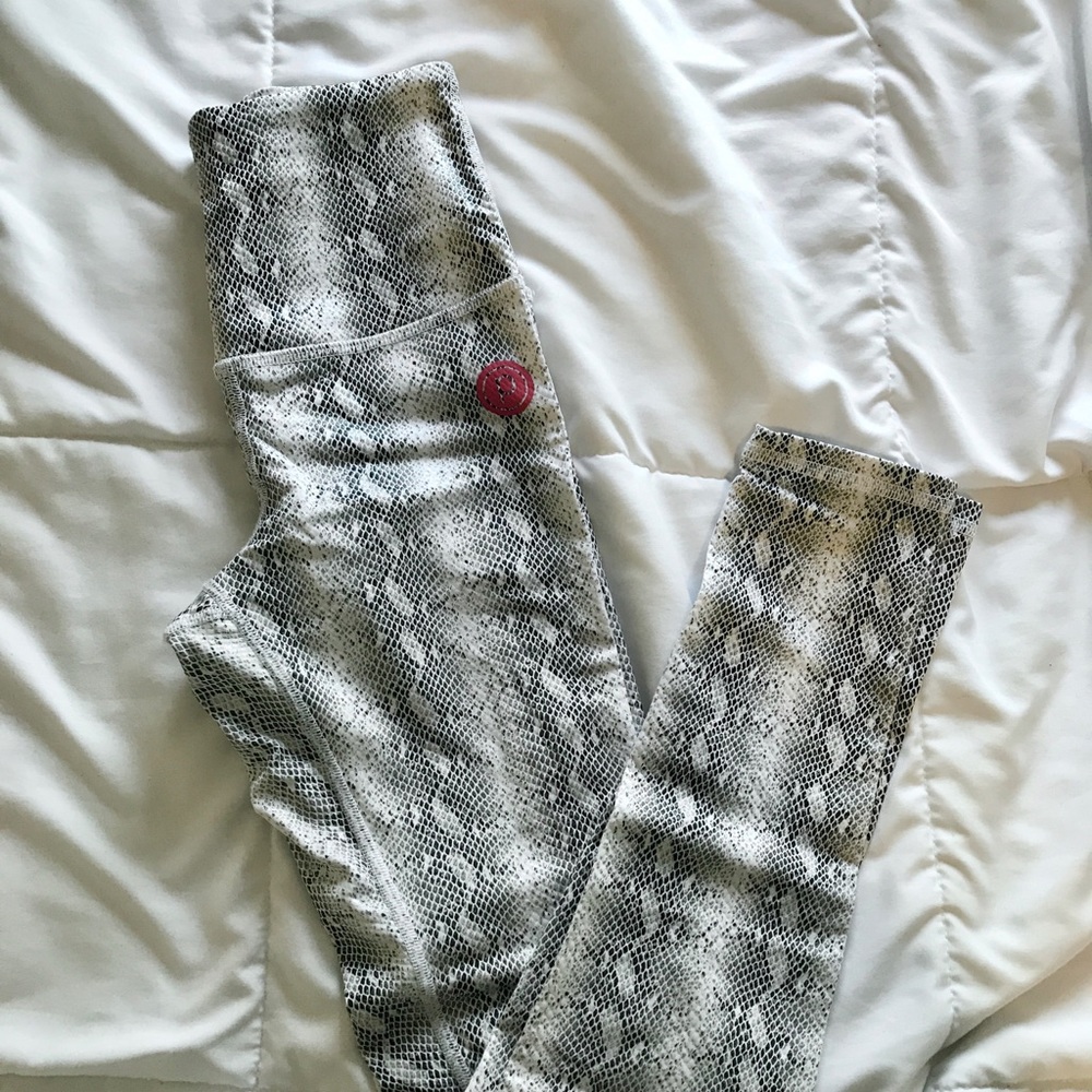 White Snakeskin Pure Barre Leggings by Pheel